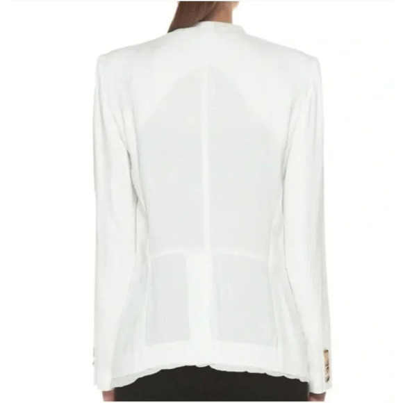 Helmut Lang | The 'Relic'  Crepe Jacket w/ Silk Chiffon Trim in Ivory - 6 - Picture 2 of 11